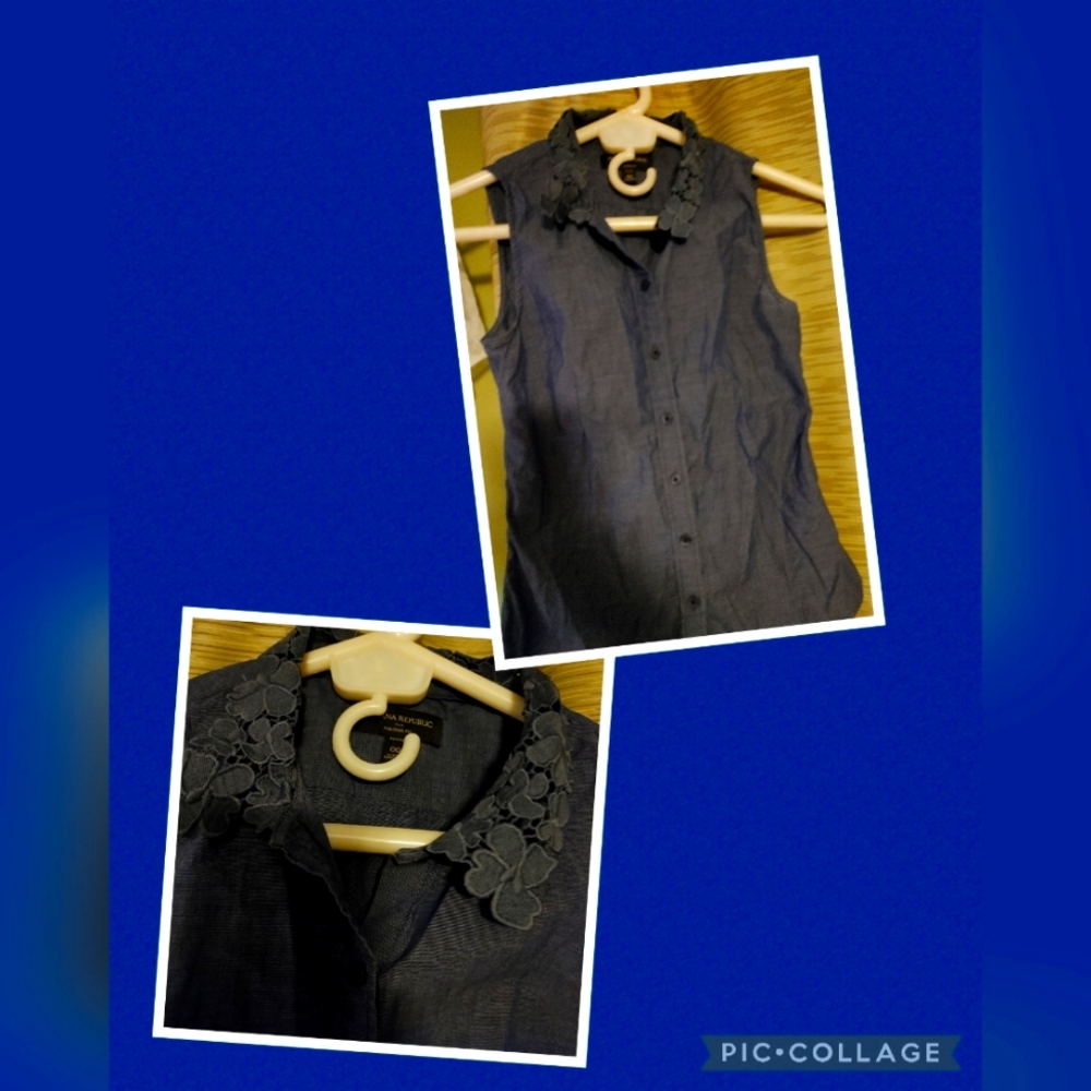 Sleveless fitted Blue top size 00 petite